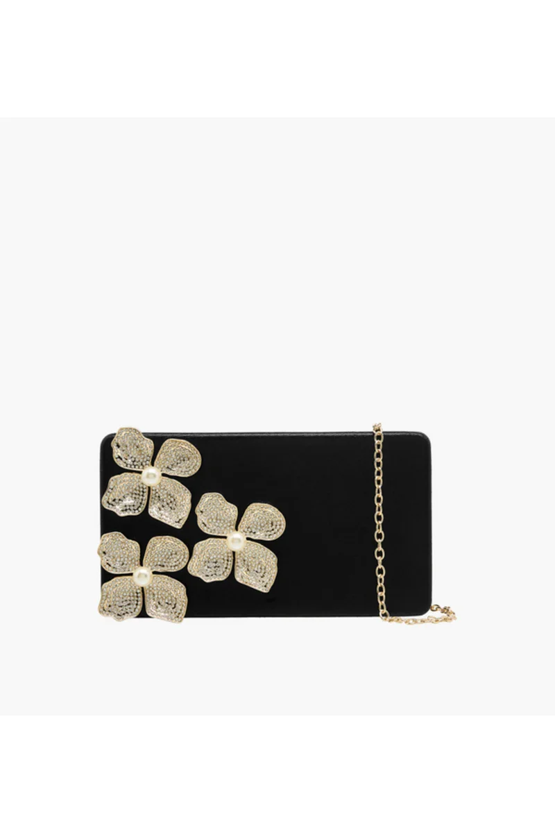 ساشا Floral Embellished Clutch with Chain Strap
